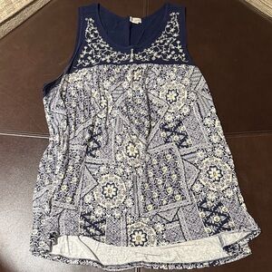Westport Navy and Cream Patterned Tank Top